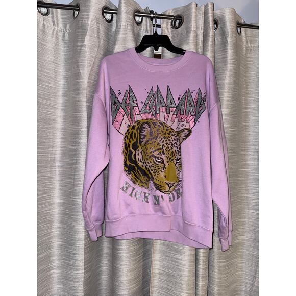Def Leppard oversized purple crewneck sweater size large - Picture 1 of 4